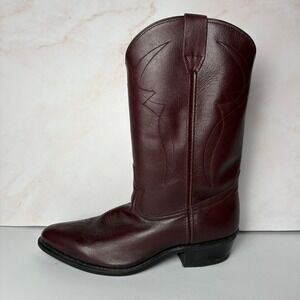Abilene Burgundy Leather Cowboy Boots Western Riding Boots Men's Size‎ 9D